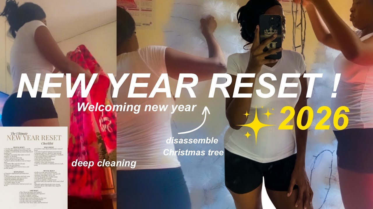 NEW YEAR RESET FOR 2026🧼🫧 deep cleaning the house,removing Christmas decor, organizing, etc!
