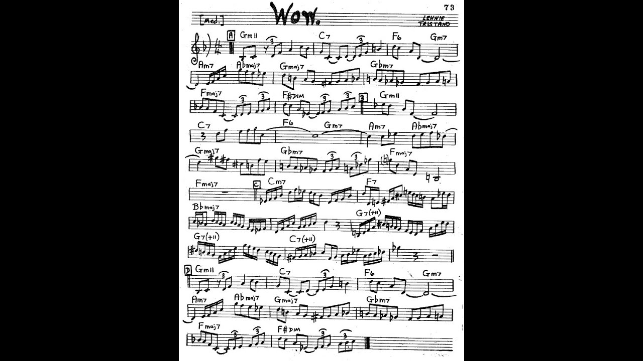 BACKING TRACK - WOW (Lennie Tristano) F 170 BPM SWING