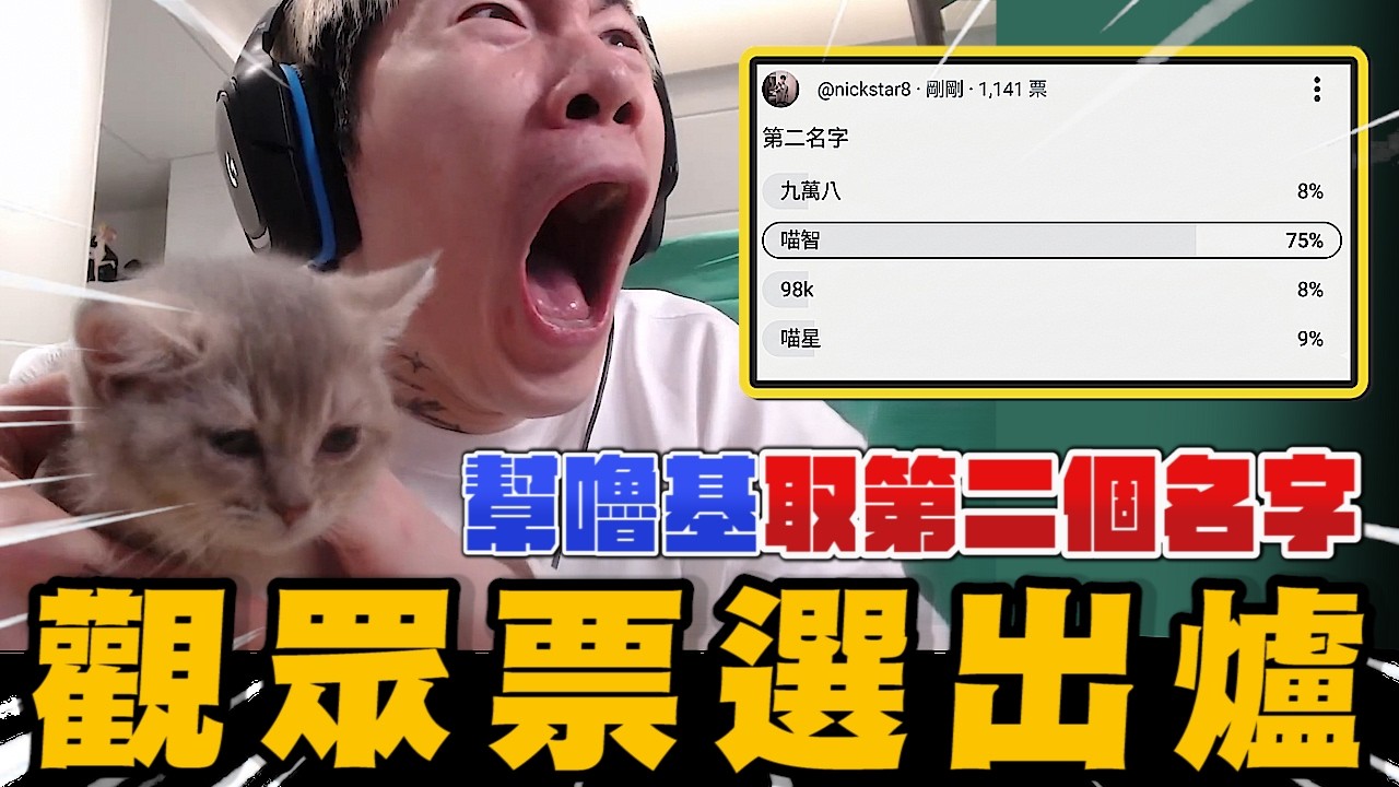 幫嚕基取第二個名字! 觀眾票選結果出爐....｜尼克星直播精華剪輯｜