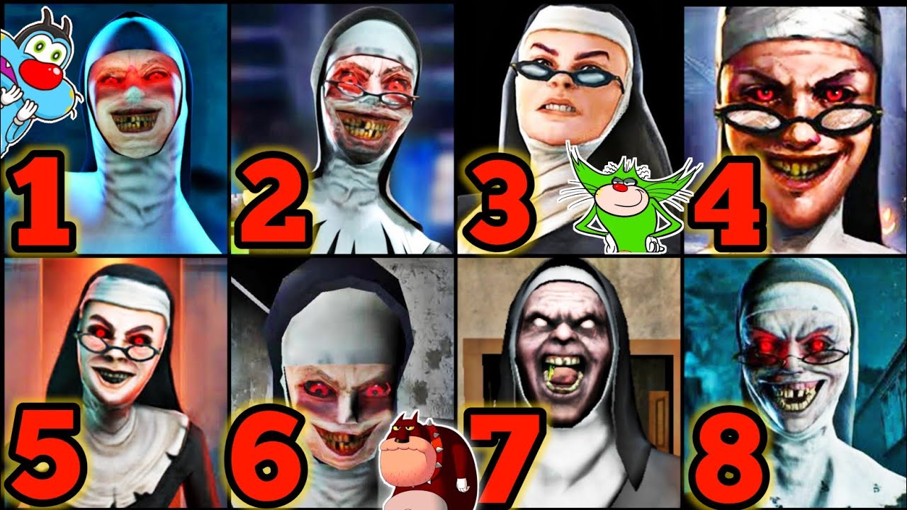 All Evil Nun 1 2 3 4 5 6 7 8 Vs Gameplay With Oggy and Jack