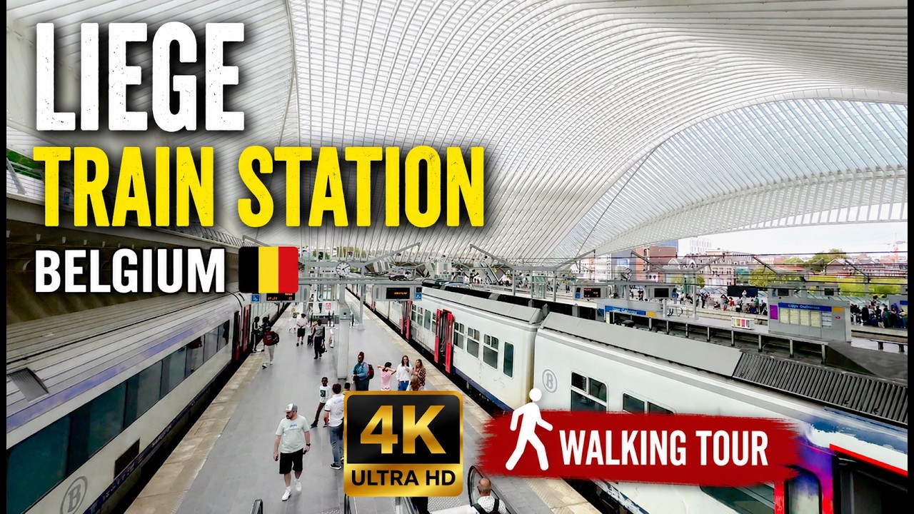 🇧🇪 Liège-Guillemins Train Station in 4K 🇧🇪 | Futuristic Architecture Walking Tour (Belgium)