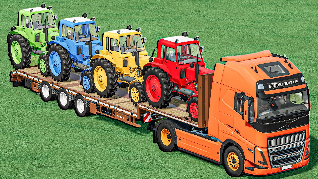 TRANSPORT COLORFUL MINI TRACTORS WITH BIG VOLVO TRUCK & TRAILERS ! FS22