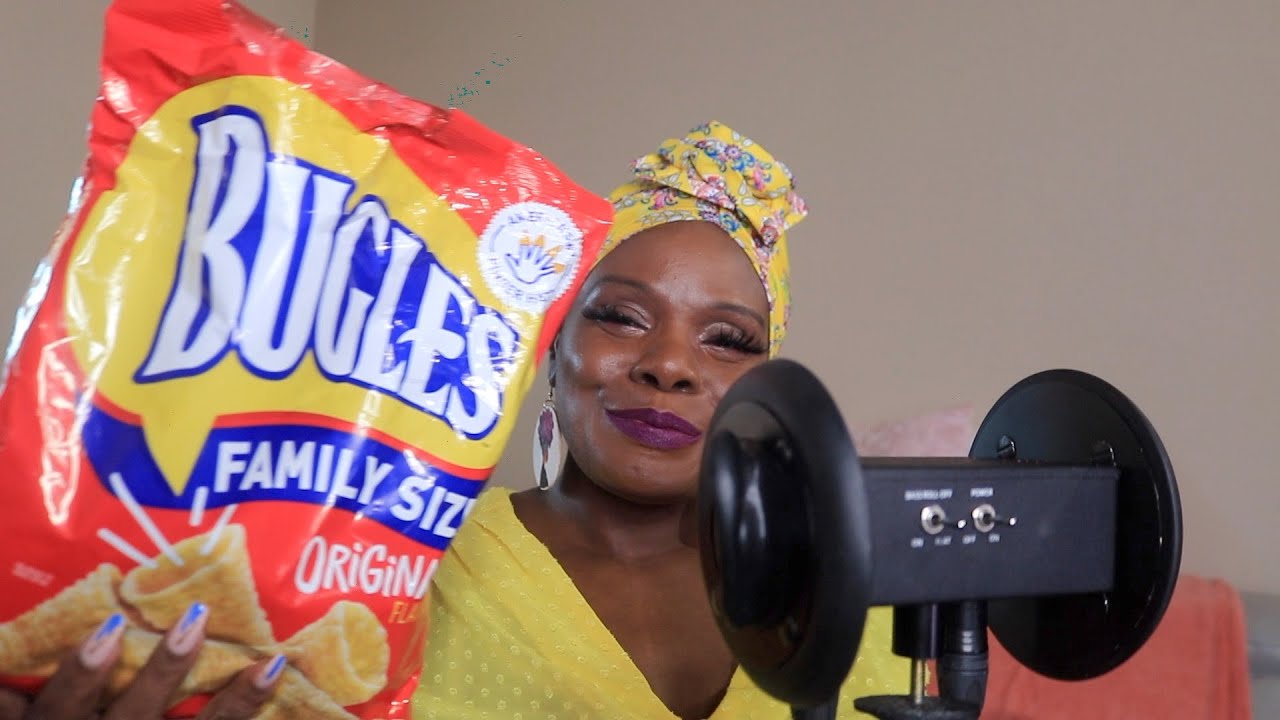 CRUNCHY BUGLES EAR TO EAR ASMR EATING SOUNDS