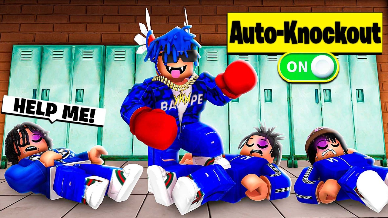 I Used AUTO KNOCKOUT To DESTROY GANG In Roblox Fight In A School