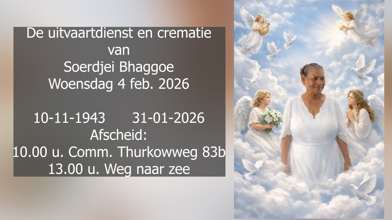 De uitvaartdienst en crematie van Soerdjei Bhaggoe. Woensdag 4 feb. 2026.