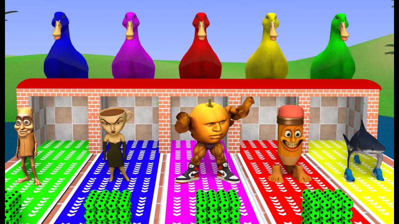 Long Slide Game with Cow, Elephant, Gorilla, Hippopotamus, Tiger, 3d Animal Game , Animal 3D HD