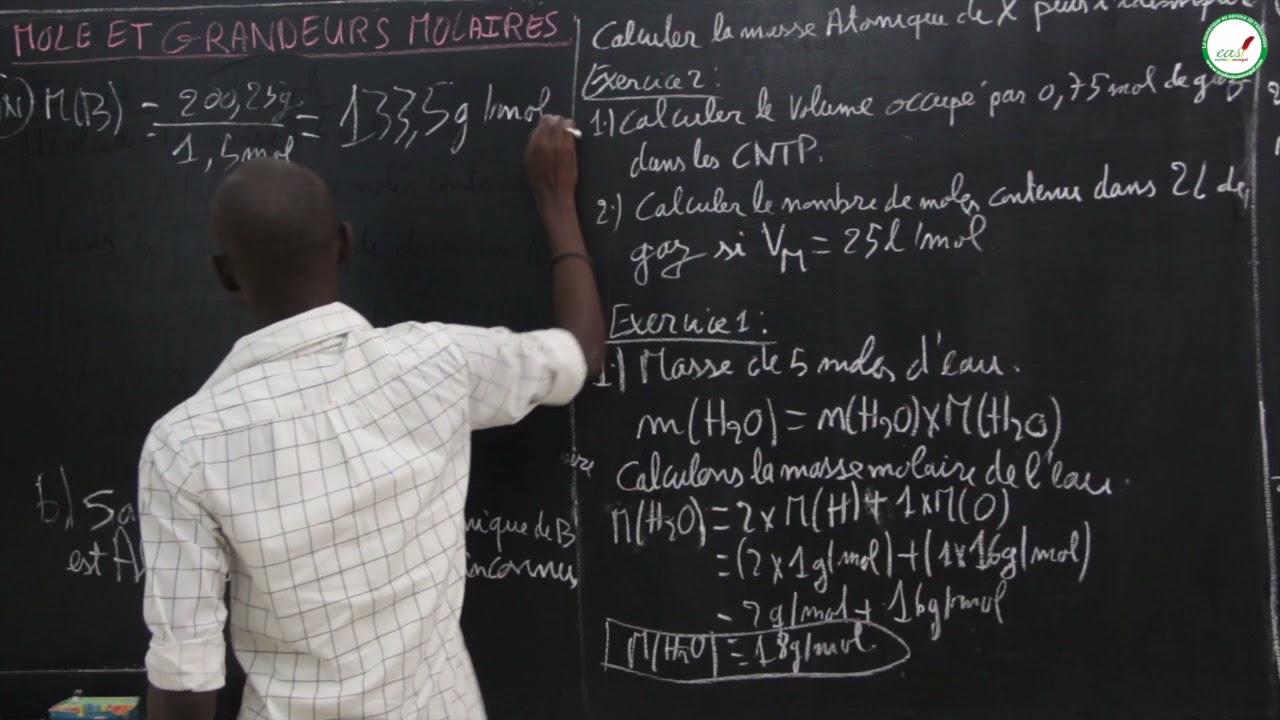 Exercices - Quatrième -  Physique / Chimie : Mole et Grandeurs Molaires / M. Tamba
