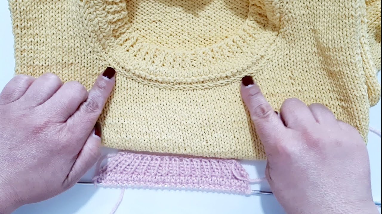 COLLO A MAGLIA SENZA FERRI CIRCOLARI / knitted collar / como tejer cuello a dos agujas