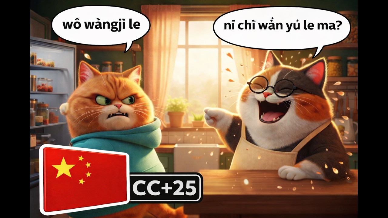 Learn Chinese with Chubby Cats! 🐱 Food & Diet Dialogue (HSK 1-2)