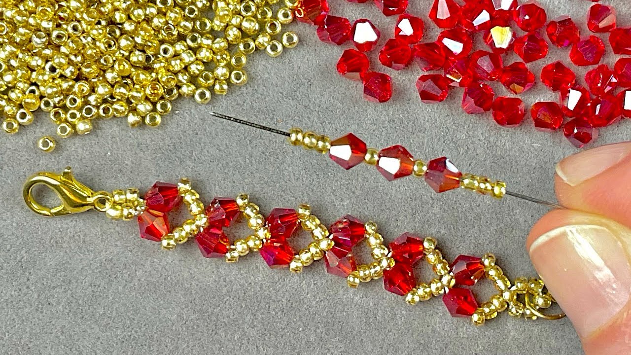 WOW, HEART Bracelet Making with Beads and Crystals! So EASY! Crystal Beads Jewelry Making