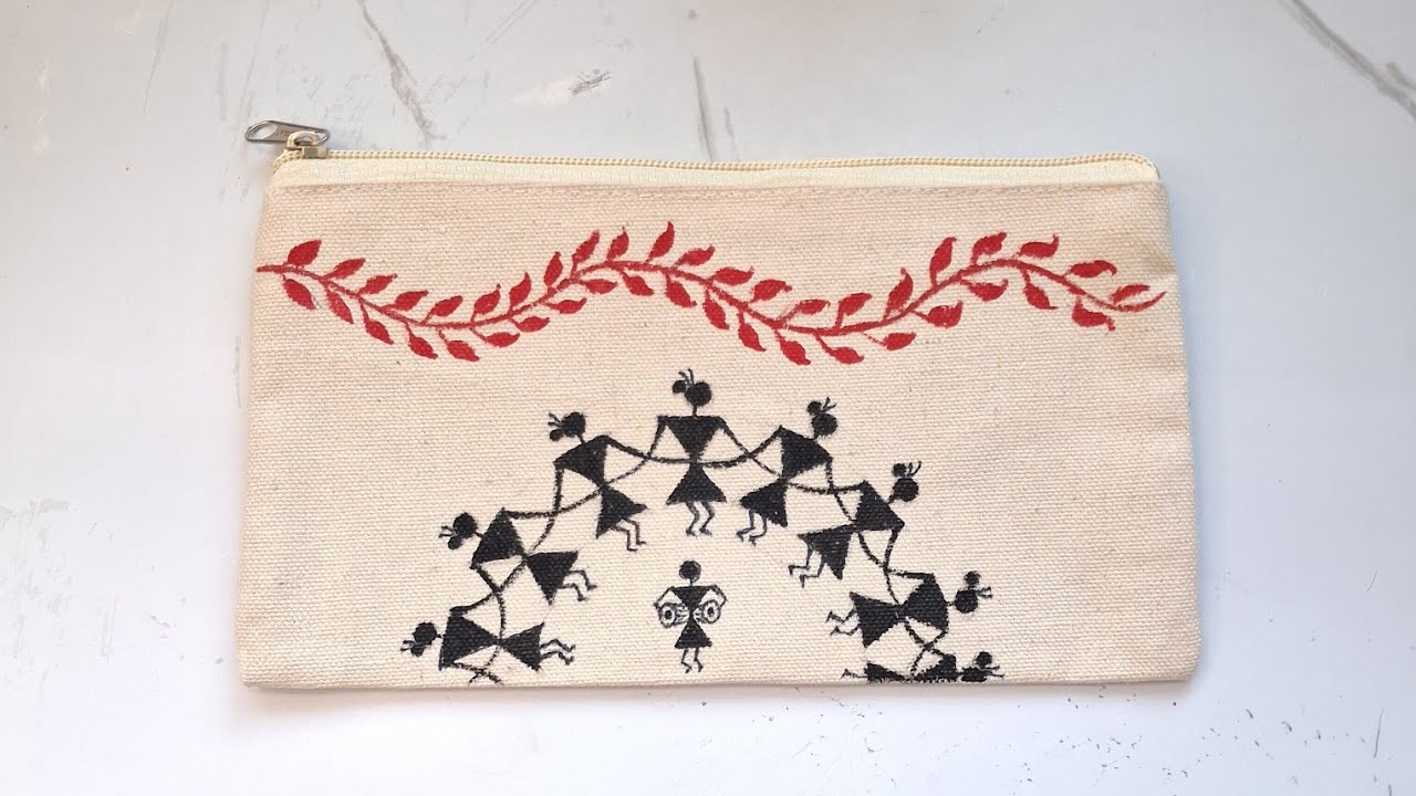 how to draw  pouch painting step by step|| sketching , easy Warli Art painting for beginner