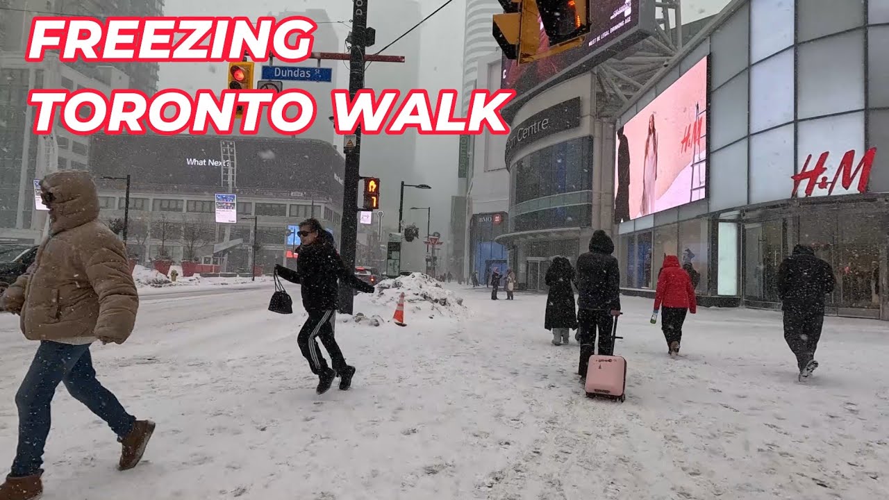 ORANGE WARNING: Toronto Freezing Snowstorm Walk in Downtown 🇨🇦❄️🌨️