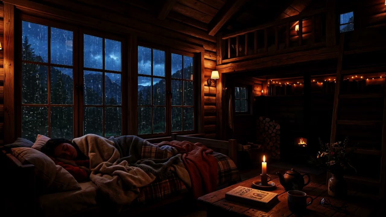 Rain, Sound and Thunderstorms - Cozy Cabin and Sleeping Environment