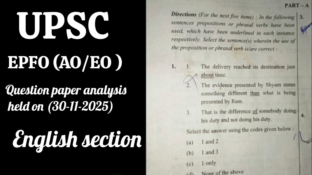 UPSC EPFO / Question paper analysis/ english section / answer key 
