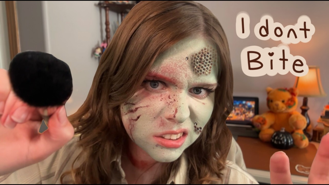 ASMR zombie does your clean girl makeup🧟