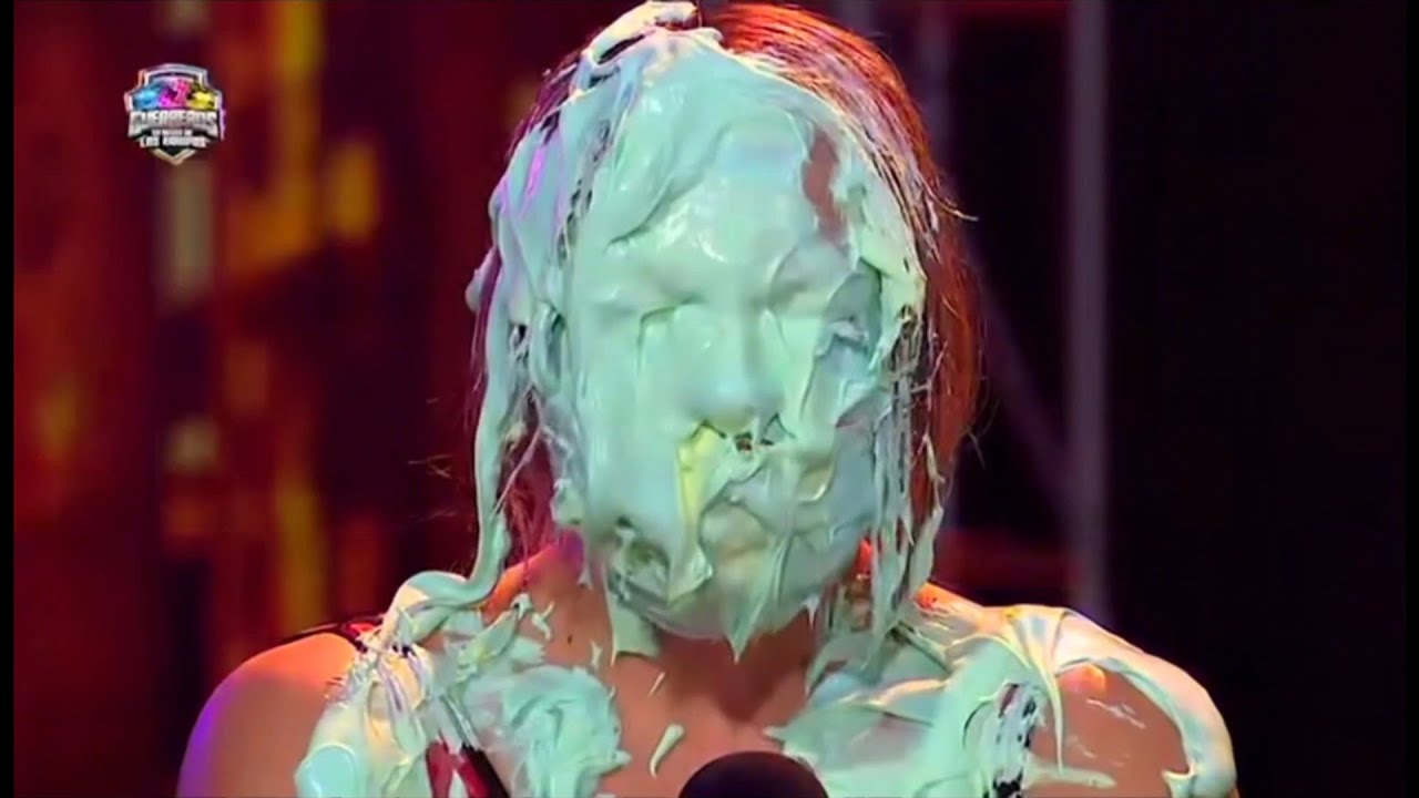 Ladies get sloppy pie mix slammed in their faces