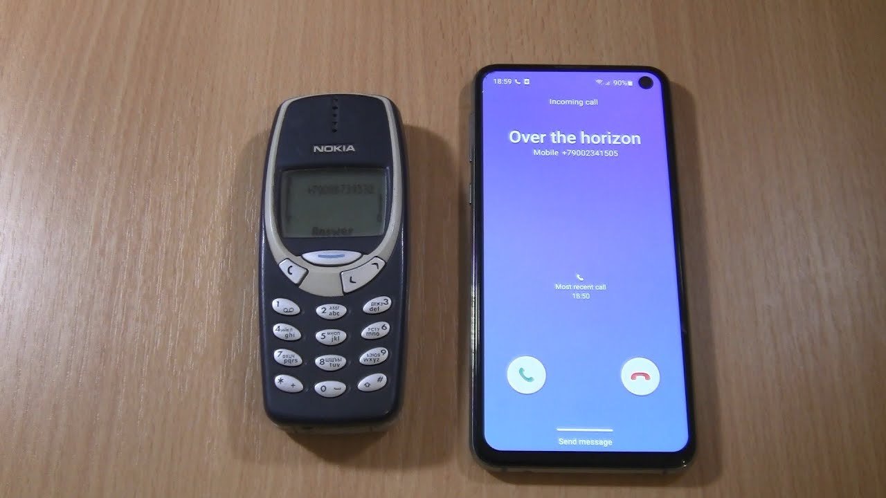 Double Over the Horizon Incoming call & Outgoing call at the Same Samsung S10e +Nokia 3310