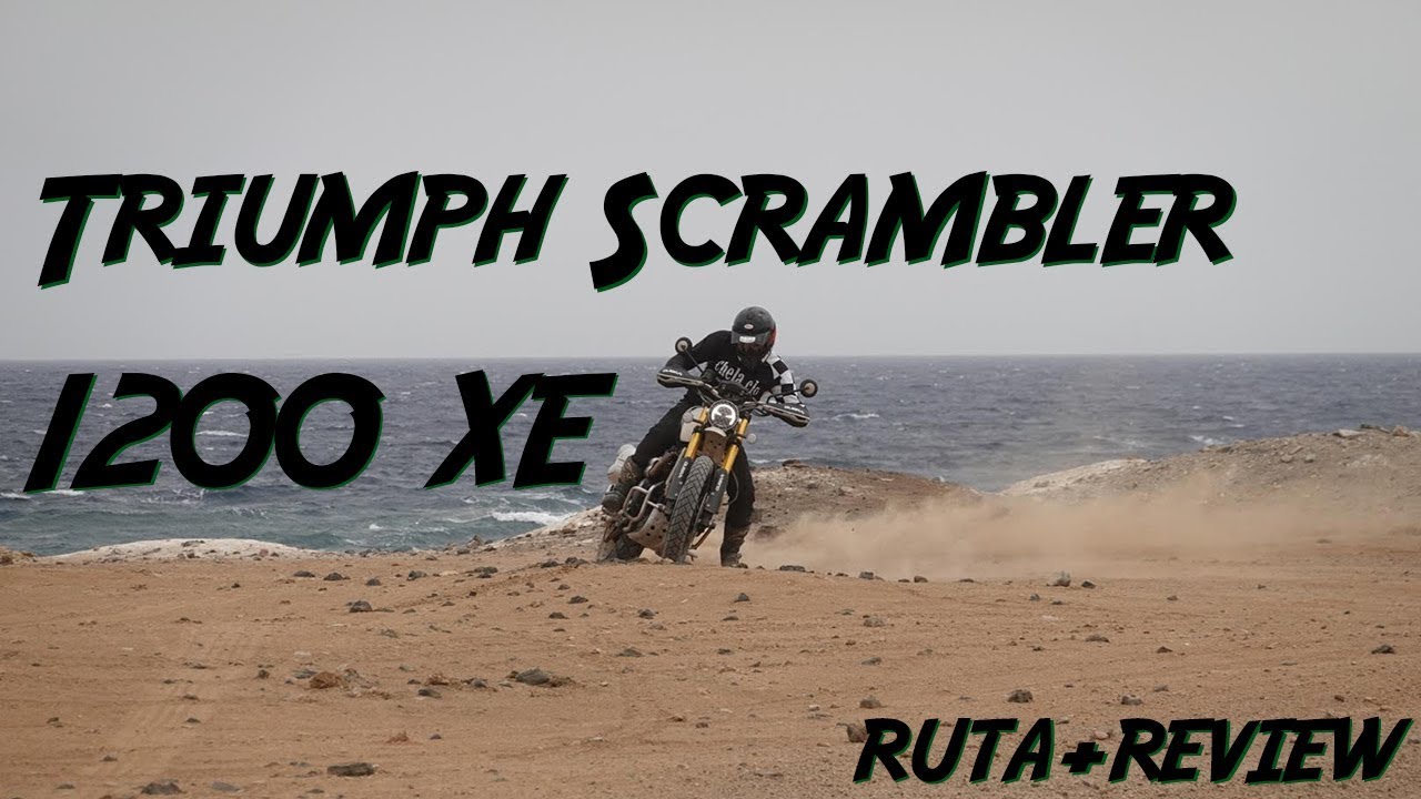 Probando Triumph Scrambler 1200 XE en una ruta en moto trail con el Chela Clo Team por Gran Canaria