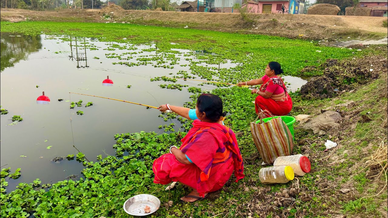Fishing Video || Traditional village Two lady have extraordinary fishing talent | Catching fish