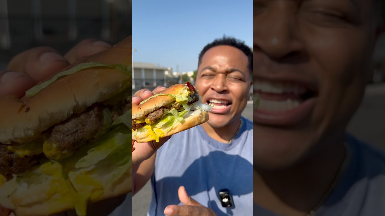 Trying Monster Burger | LA&rsquo;s $8 Hood Burger #foodie #foodreview #losangeles #foodvlog #burger #la