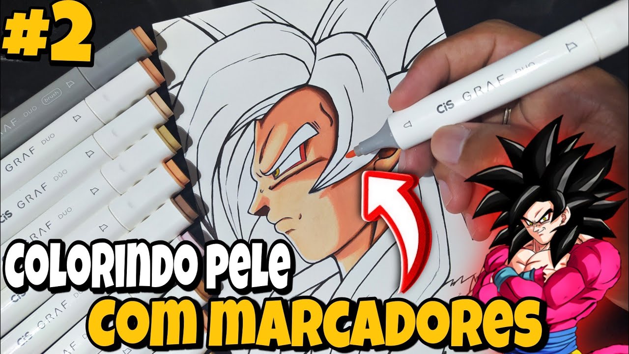 Live Colorindo Pele Com Marcadores - Goku Ssj4