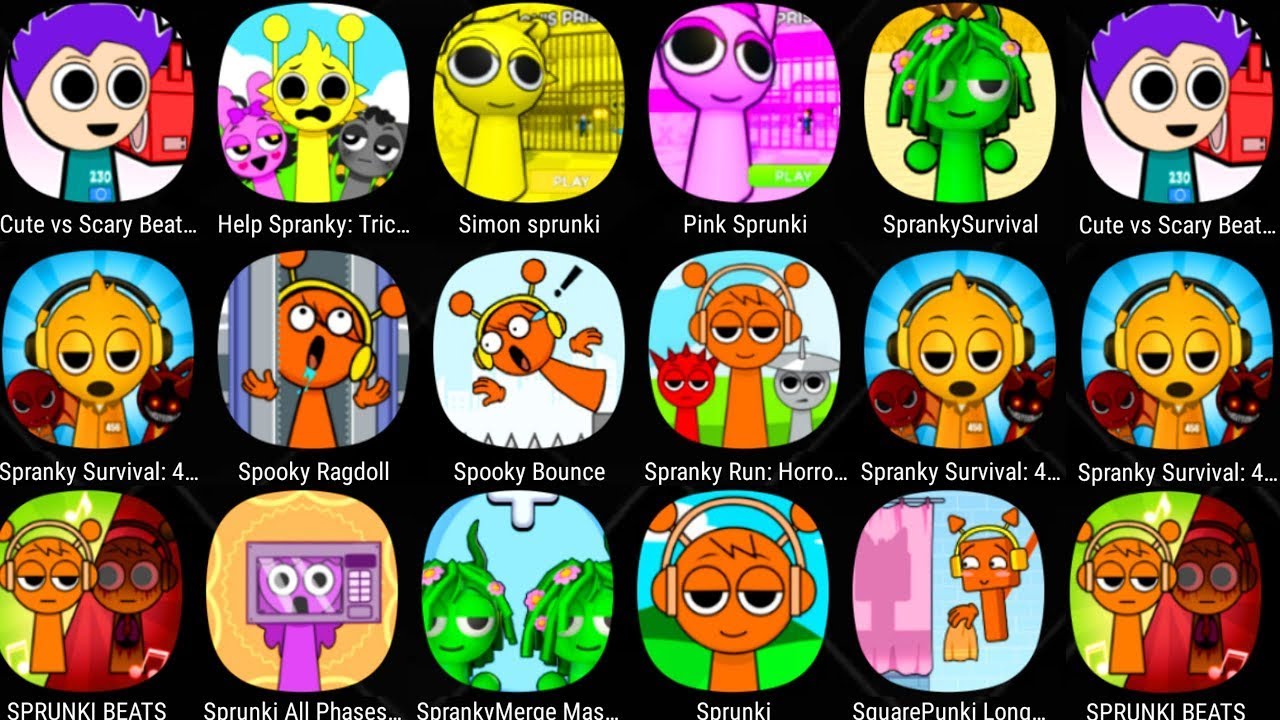 Spranky Survival,Spranky Run,Spooky Bounce,Spranky Survival: 456,Sprunki Beat,ORANGE SPLANKI'S......