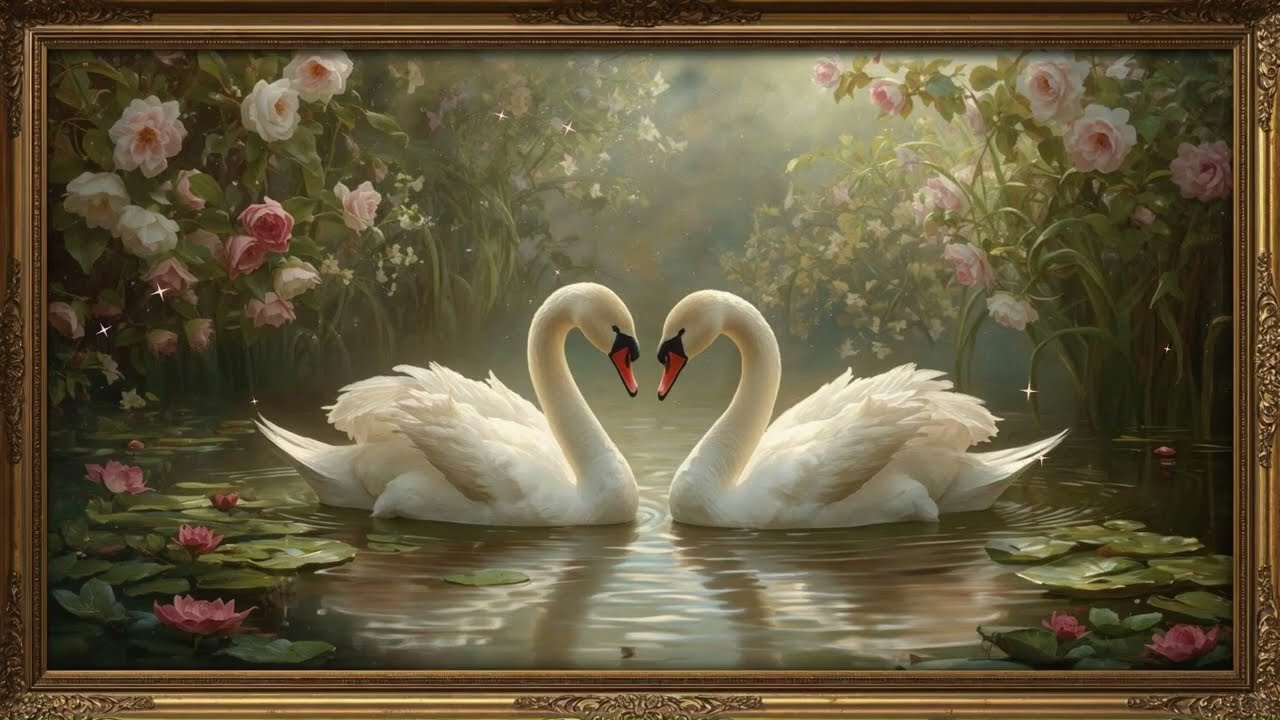 Frame TV Art 4K Valentine 💖 Vintage Swan Love Painting | Romantic Valentine TV Art Screensaver