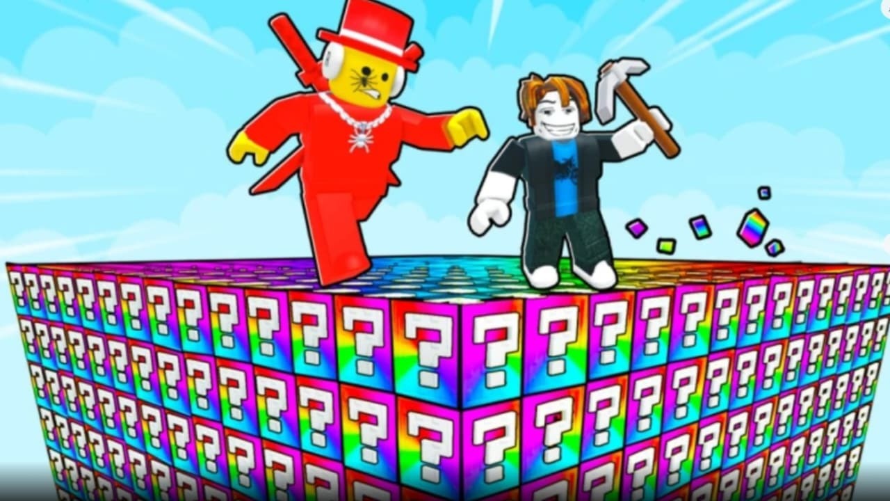 Playing Break The Lucky Blocks Roblox....