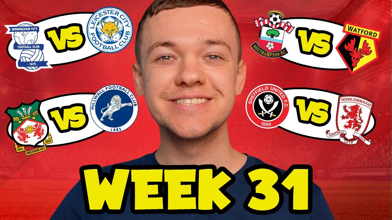 My Championship Week 31 Score Predictions!