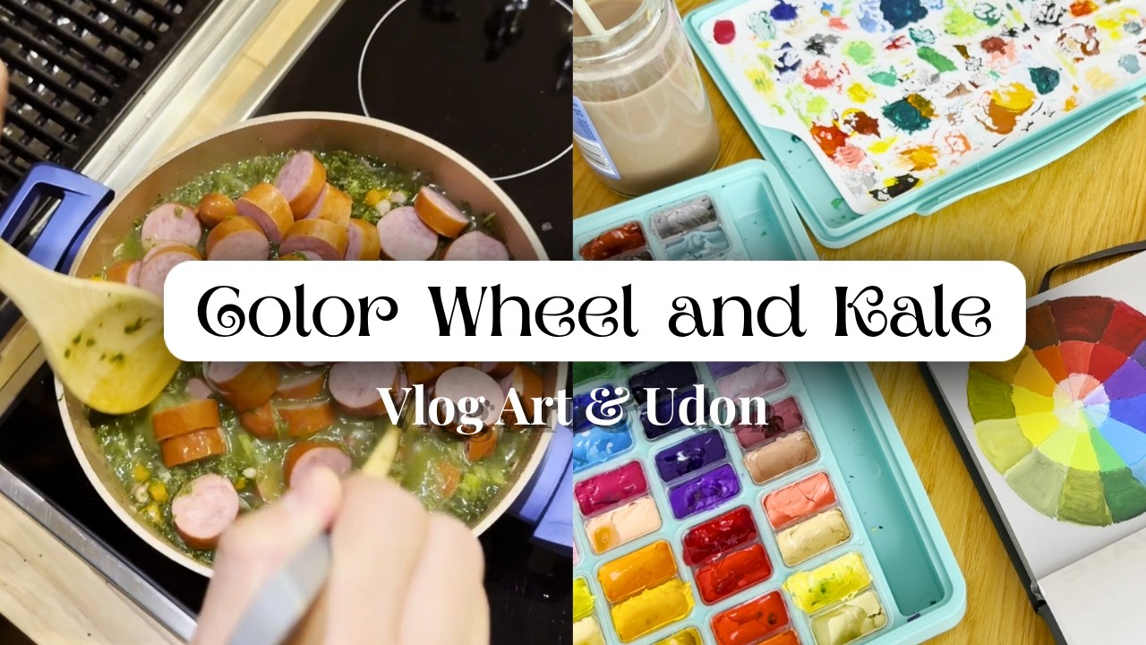 ASMR | Slow Living Moments | Cooking Kale & Painting a Colour Wheel