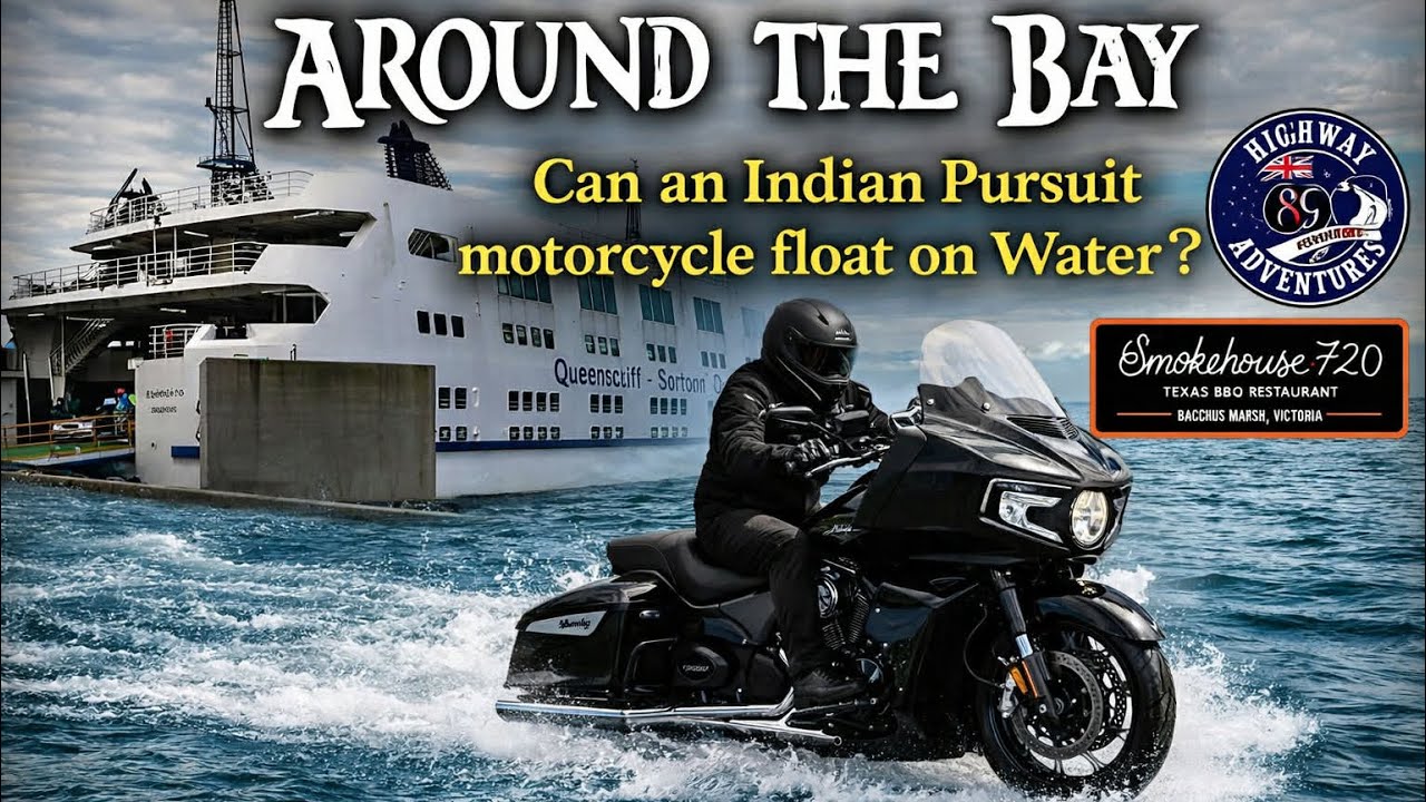 Around the Bay on our Indian Pursuit, across on the Ferry then BBQ at Steakhouse 720 Bacchus Marsh 