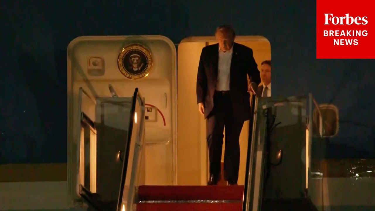 President Trump Arrives At JBA After G7 Meeting, Iran Deal Signing