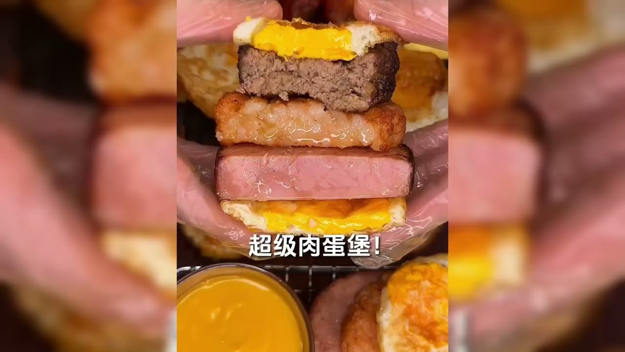 MUKBANG ASMR | 🍗Two Orleans grilled wings and a shrimp, ham, and egg burger in one bite!