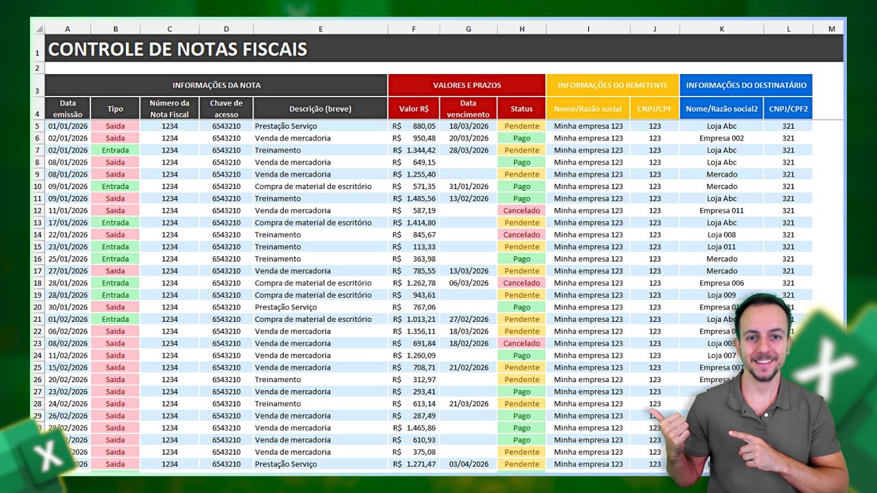 Como fazer Planilha de Controle de Notas Fiscais no Excel | Grátis p/ Download