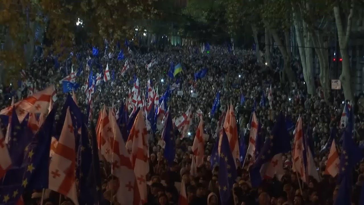 Tens of thousands join pro-European march in Tbilisi ahead of Georgian parliamentary elections