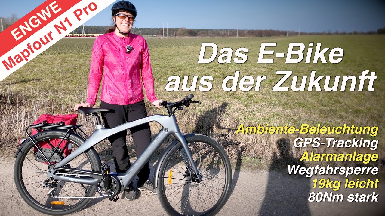 ENGWE N1 Pro - Carbon-E-Bike mit GPS-Tracking, Alarmanlage, Ambiente-Beleuchtung...