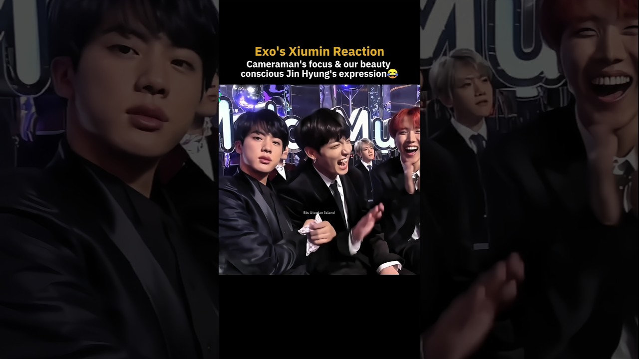 Exo's Xiumin reaction on Jin in the end got me😂|@BtsUtopianIsland #shorts