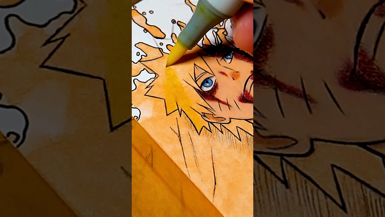 Drawing Naruto vs Sasuke Final Battle ☀️🌘 | Liquid Art 💦 | Part 2 🎞️ #shorts #naruto #sasuke