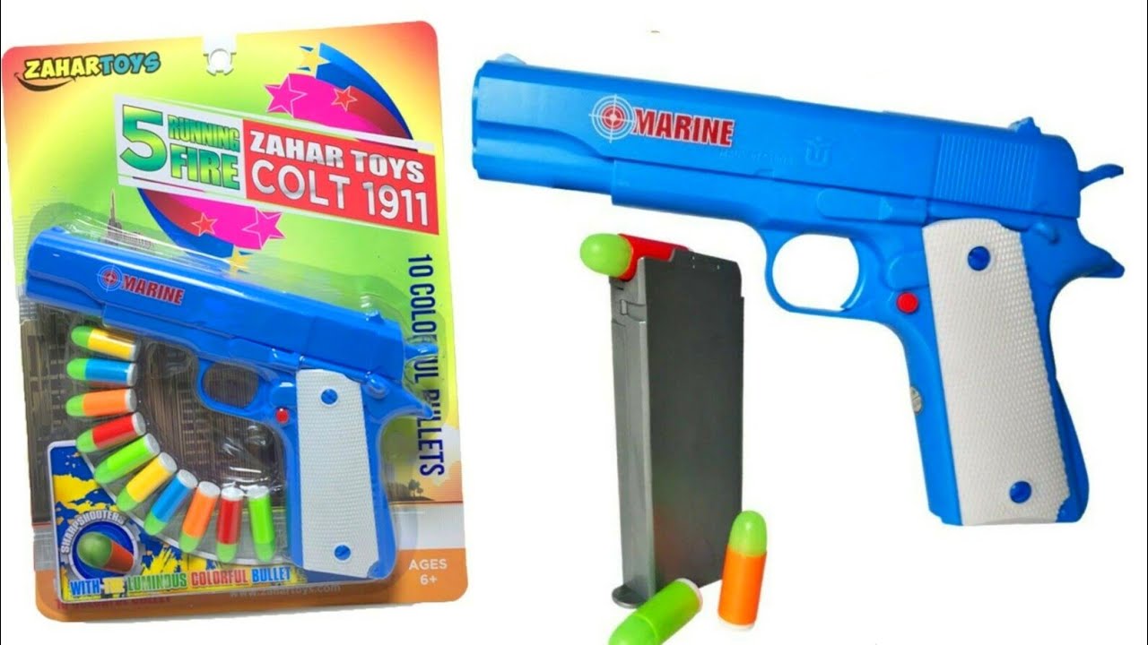 Unboxing Brand New Toy Gun | M1911 Gun With Soft Bullet, Shoot The Avenger Figure, Pistol, Toys Tom