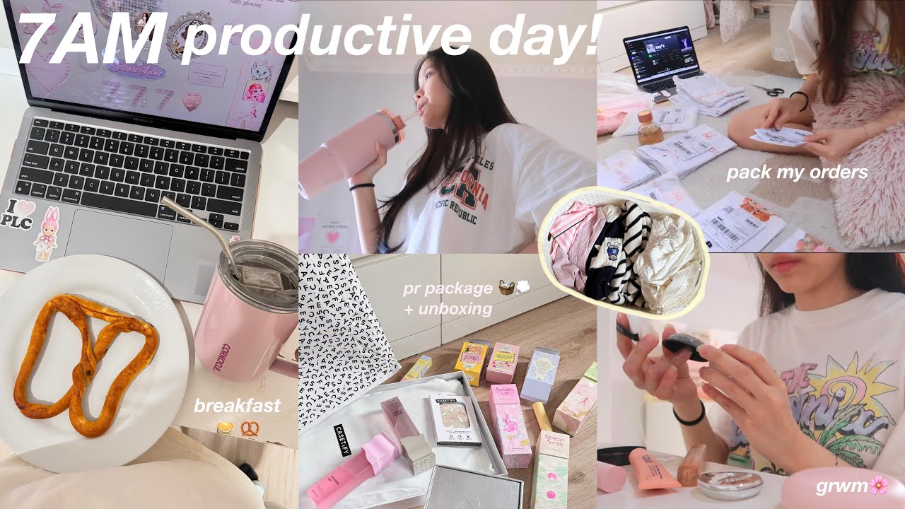 A DAY IN MY LIFE 🧺 pack my orders, unpacking , pr package, groceries, family dinner *productive* 🌸✨