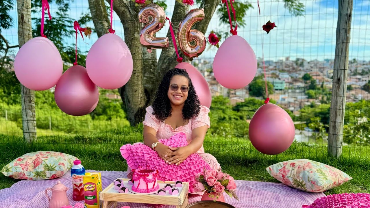 MEU ANIVERSÁRIO, PIQUENIQUE ROSA🩷🌺 26 ANOS