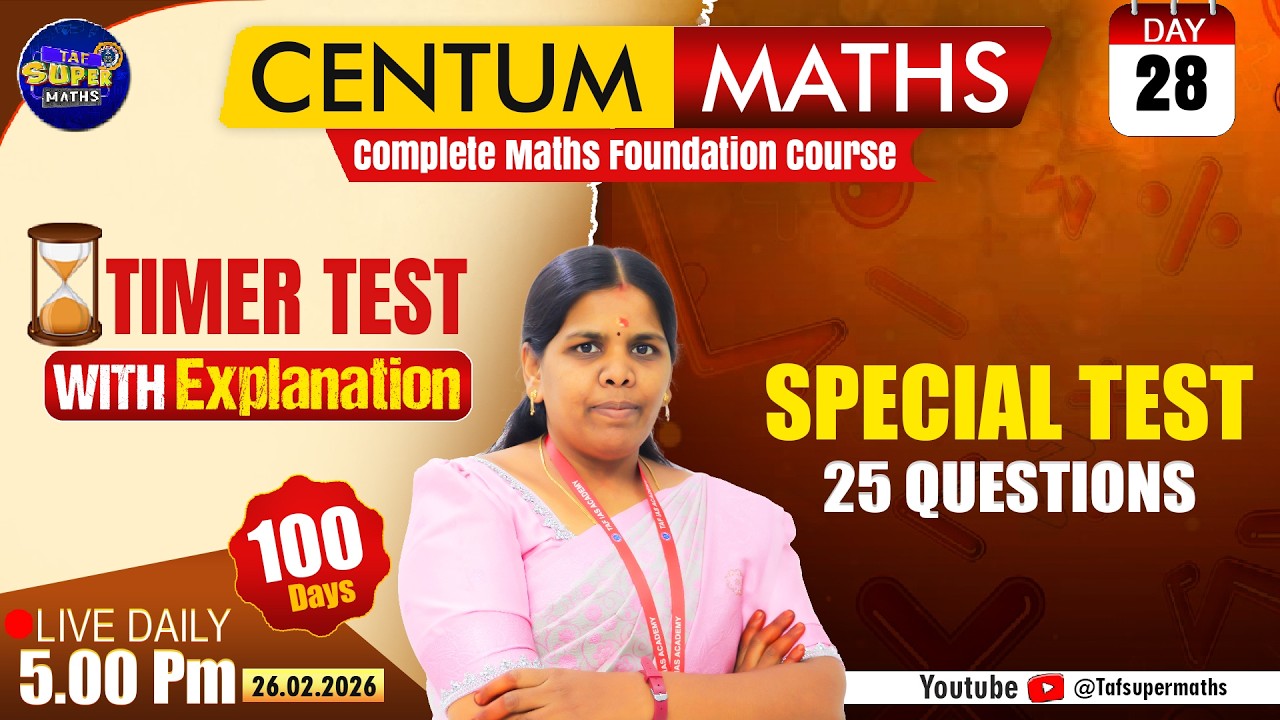 CENTUM MATHS | DAY 28 EXPLANATION | REVISION TEST 25 QUESTIONS | TAF
