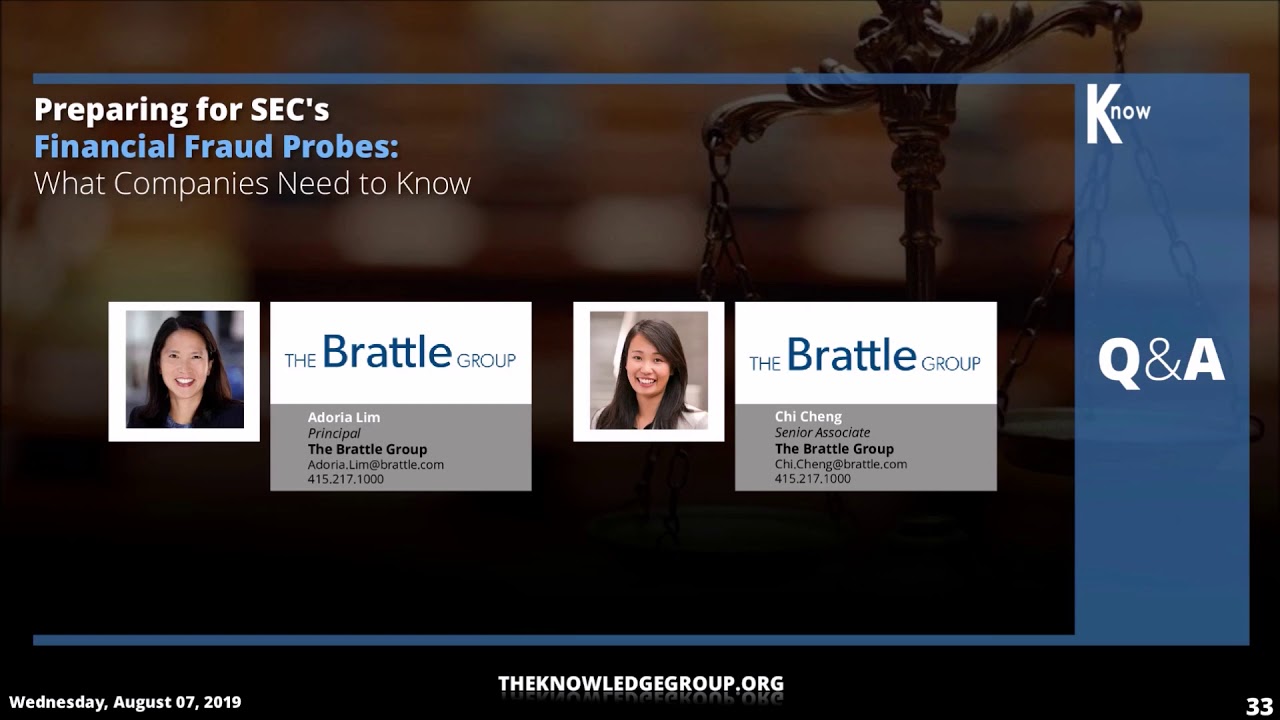 SEC&rsquo;s Financial Fraud Probes CLE: What Companies Need to Know