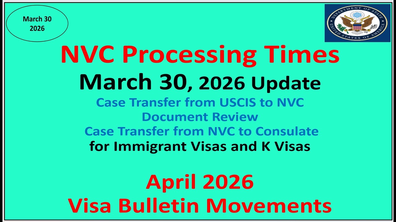 NVC Processing Times As of March 31, 2026 | March 2026 Visa Bulletin Movements