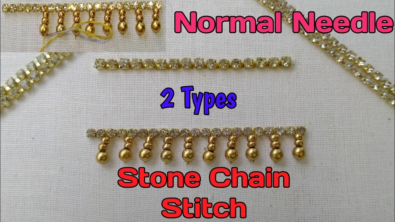 Normal Needle Stone Chain Stitch (2 Types) In Tamil | Shobika Aari Work Class