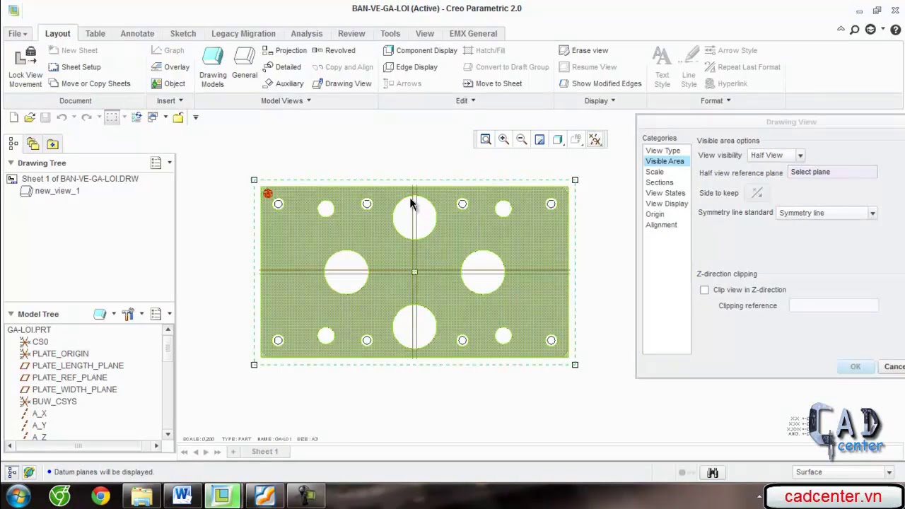Drawing Bài 1-2 (Full) Các bước ban đầu để tạo bản vẽ kỹ thuật Phần 1 - PTC Creo Parametric
