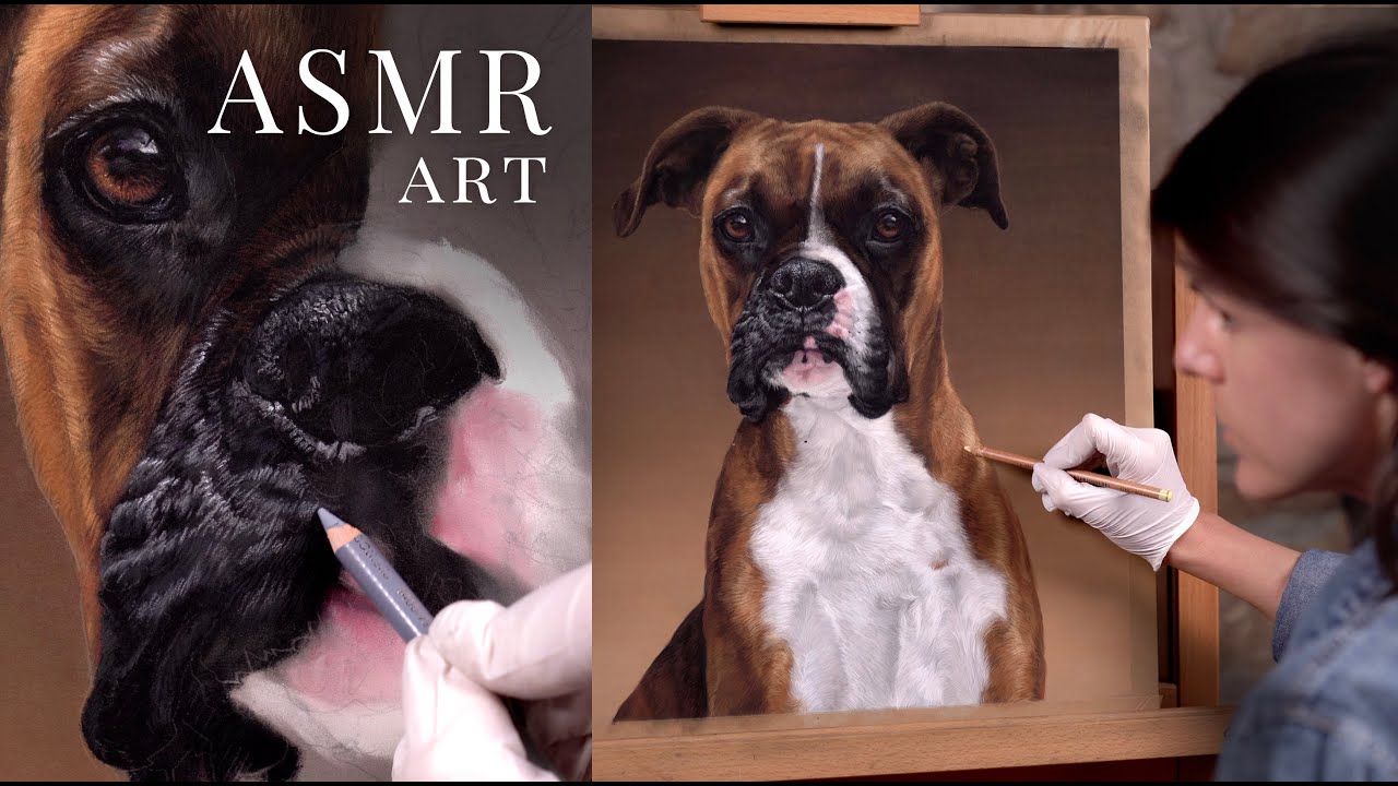 ASMR Painting🌻 - (no music) - drawing, pencil sounds, soft pastels, gloves, clothing