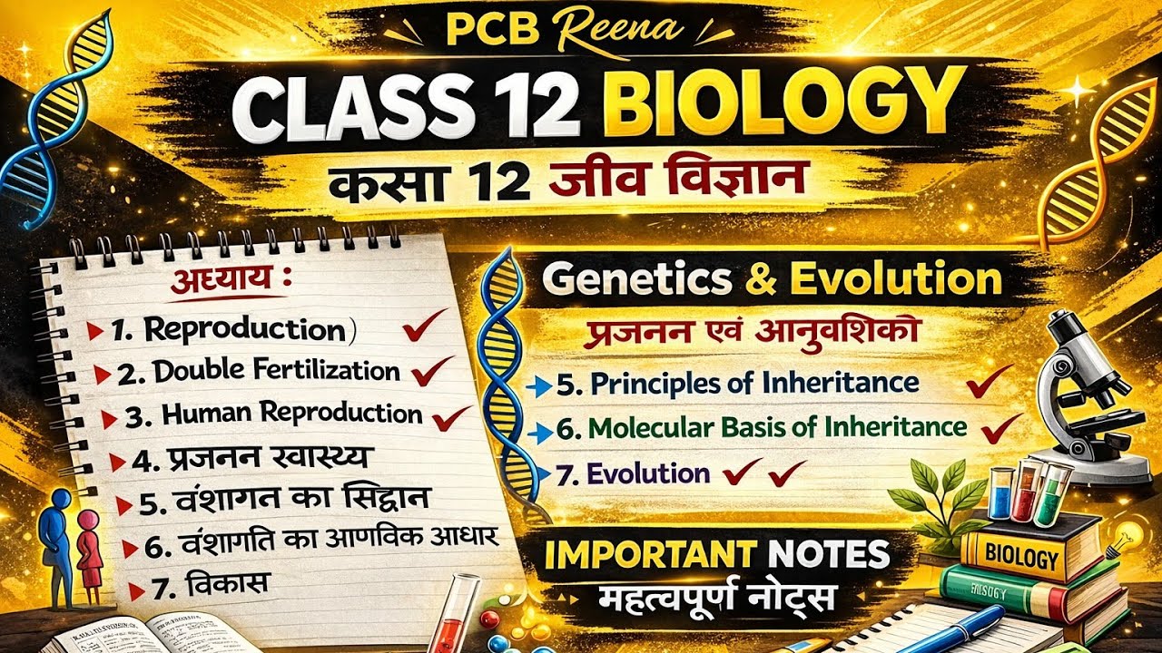 प्रजनन एवं आनुवंशिकी (Reproduction & Genetics) Class 12 Biology important question 