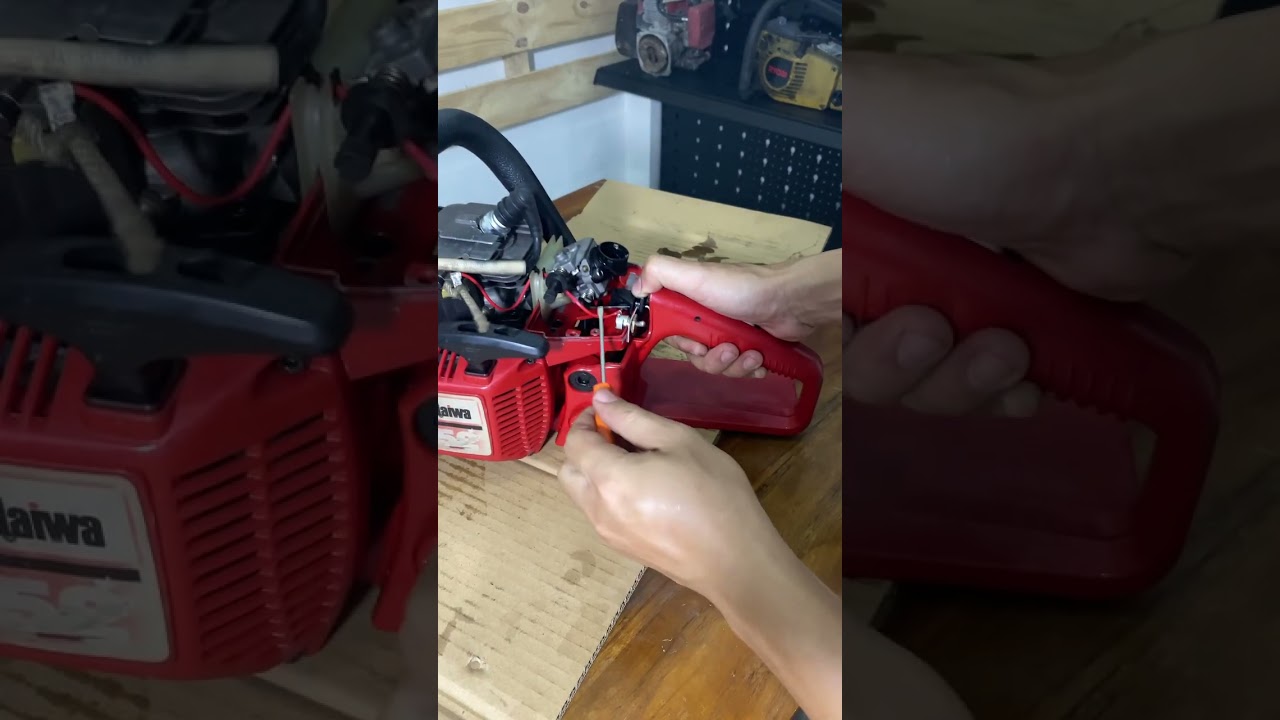 Adjust carburetor for chainsaw