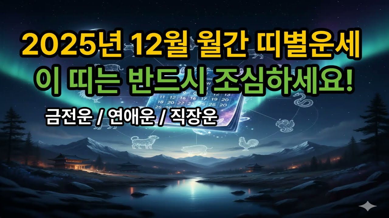 🔥12월 월간운세🔥 내 띠 꼭 확인하세요! 12띠 전체 운세 관계&middot;재물&middot;기회 총정리